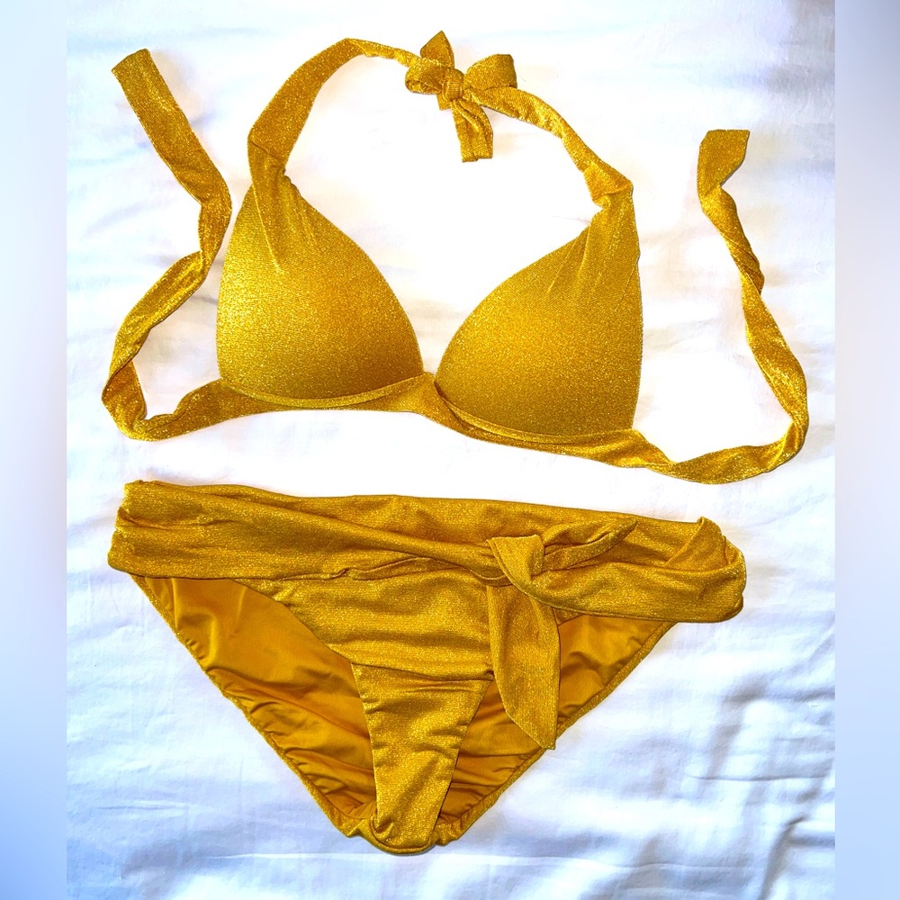 Calzedonia shimmer yellow two piece bikini Medium